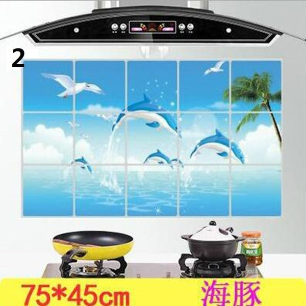 1Pc 75*45 cm Waterproof Aluminum Foil Wall Sticker Tiled Kitchen Bathroom Wall