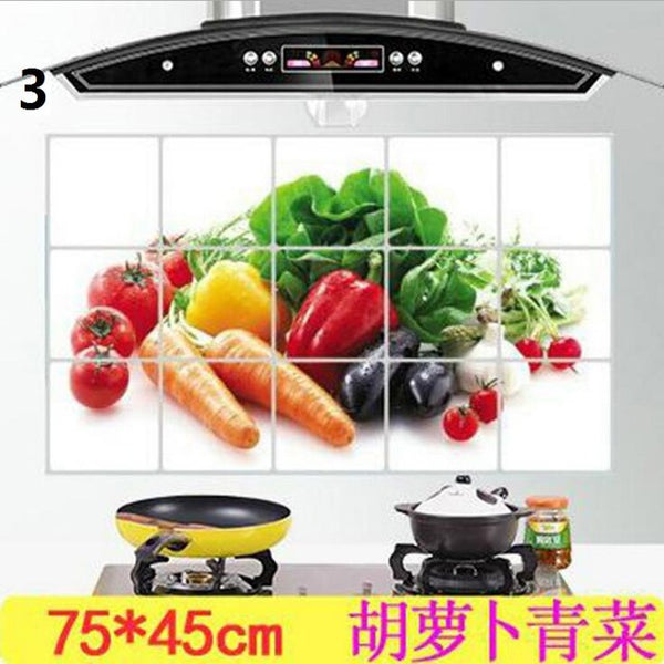 1Pc 75*45 cm Waterproof Aluminum Foil Wall Sticker Tiled Kitchen Bathroom Wall