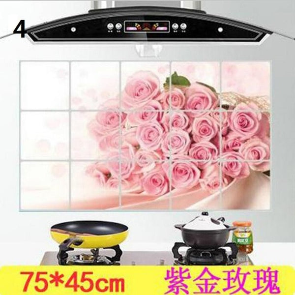 1Pc 75*45 cm Waterproof Aluminum Foil Wall Sticker Tiled Kitchen Bathroom Wall