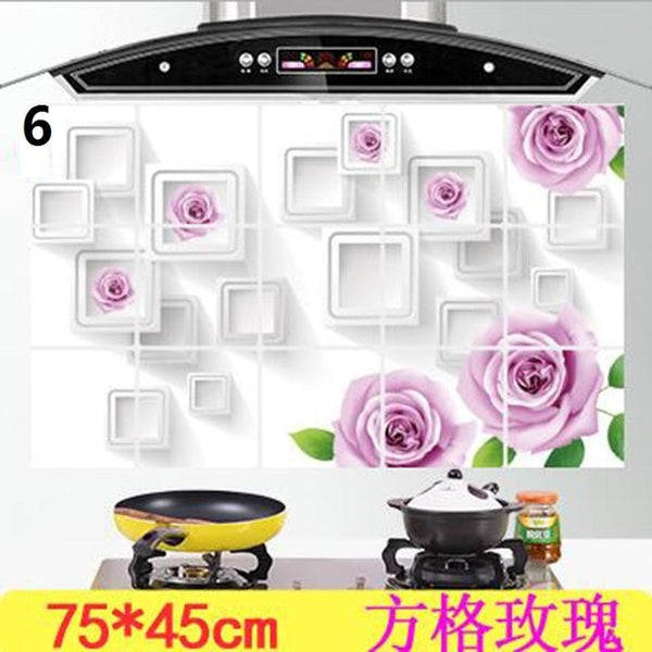 1Pc 75*45 cm Waterproof Aluminum Foil Wall Sticker Tiled Kitchen Bathroom Wall