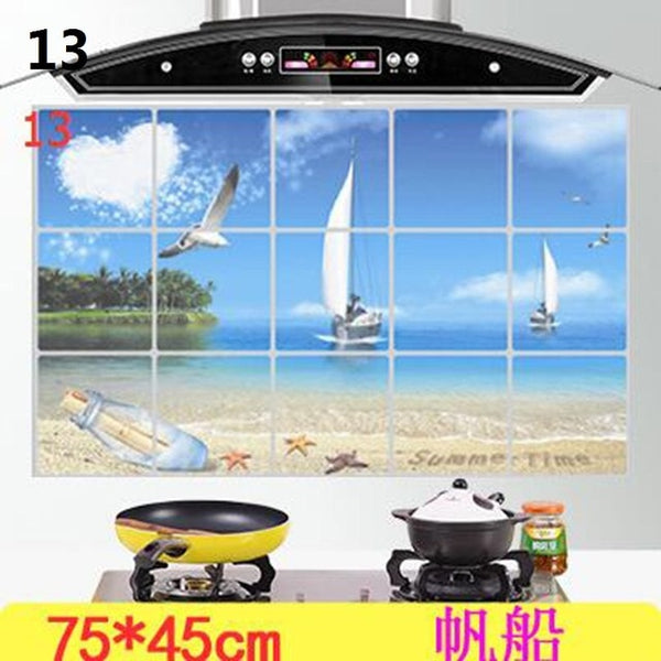 1Pc 75*45 cm Waterproof Aluminum Foil Wall Sticker Tiled Kitchen Bathroom Wall