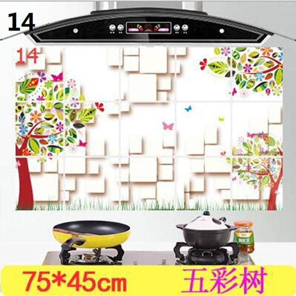 1Pc 75*45 cm Waterproof Aluminum Foil Wall Sticker Tiled Kitchen Bathroom Wall