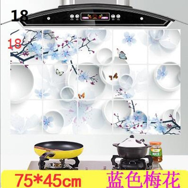 1Pc 75*45 cm Waterproof Aluminum Foil Wall Sticker Tiled Kitchen Bathroom Wall