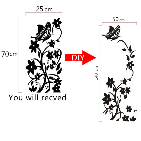 High Quality Creative Refrigerator Black Sticker Butterfly Pattern Wall Stickers